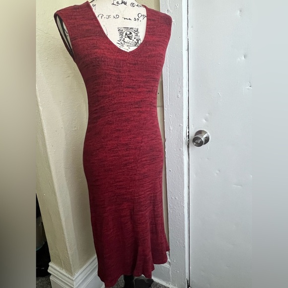 Anthropology/ Maeve Red Sheath Midi Dress with V-Neck - Picture 2 of 4